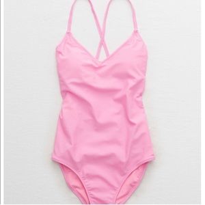 AERIE Pink Strappy Back One-Piece - Medium